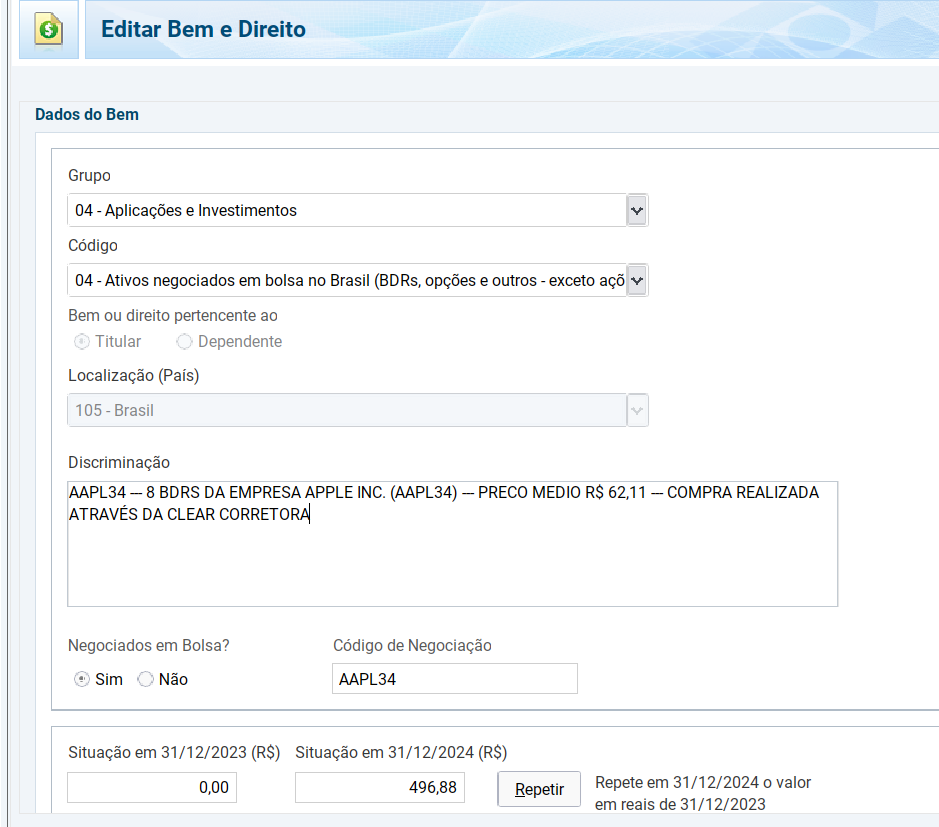 Como declarar BDRs no imposto de renda